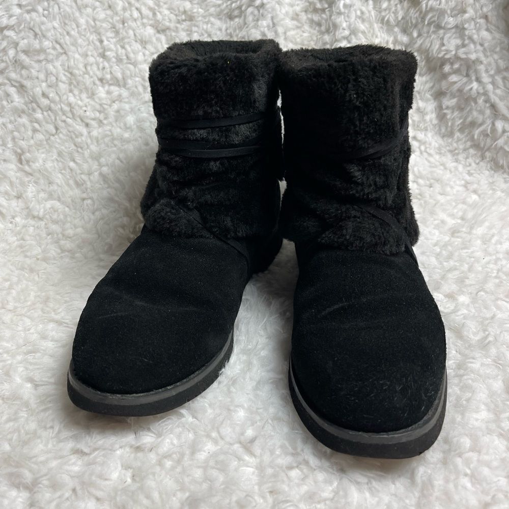 Style & Co Zijune leather suede black Ankle Boots faux fur accent & lining SZ10 - Picture 3 of 9